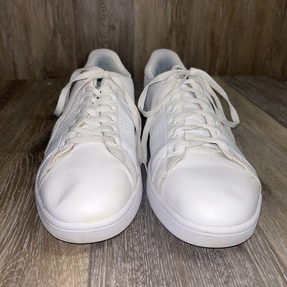 Adidas Mens US Size 13 Cloudfoam Advantage AW3914 White Leather Sneaker Shoes - Picture 3 of 11